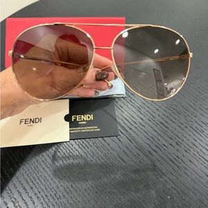 Fendi Rose Gold Aviator Sunglasses